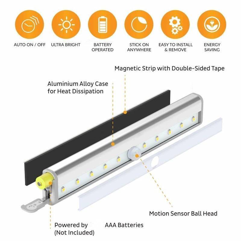 6/10 LEDs PIR LED Motion Sensor Light Electronics Option : 1|2|3|4|5|6|7|8|9|10 