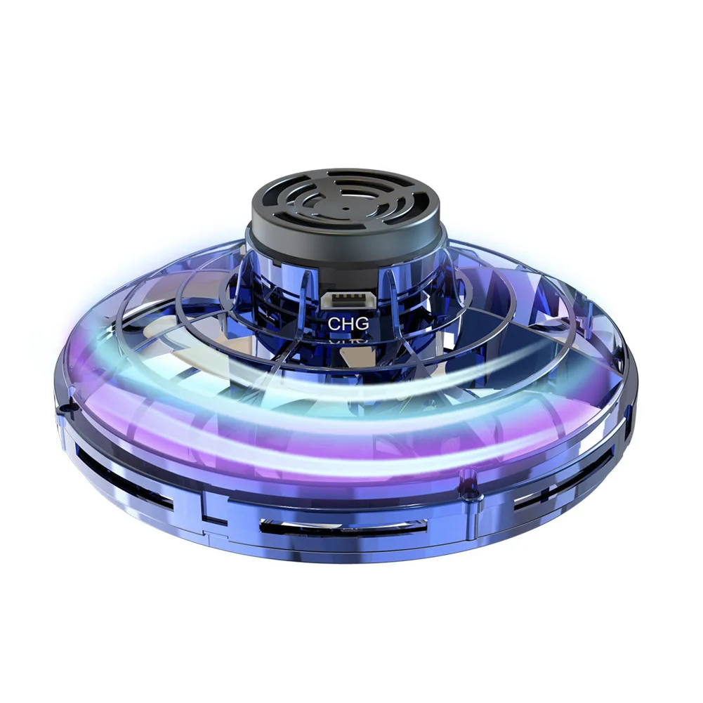 Flying Helicopter Spinner Fingertip Upgrade Flight Gyro Flyorb Hover Ball Mini Drone Aircraft Toy LED UFO Type Toy Kid Gift Color : Black|Blue|Red 