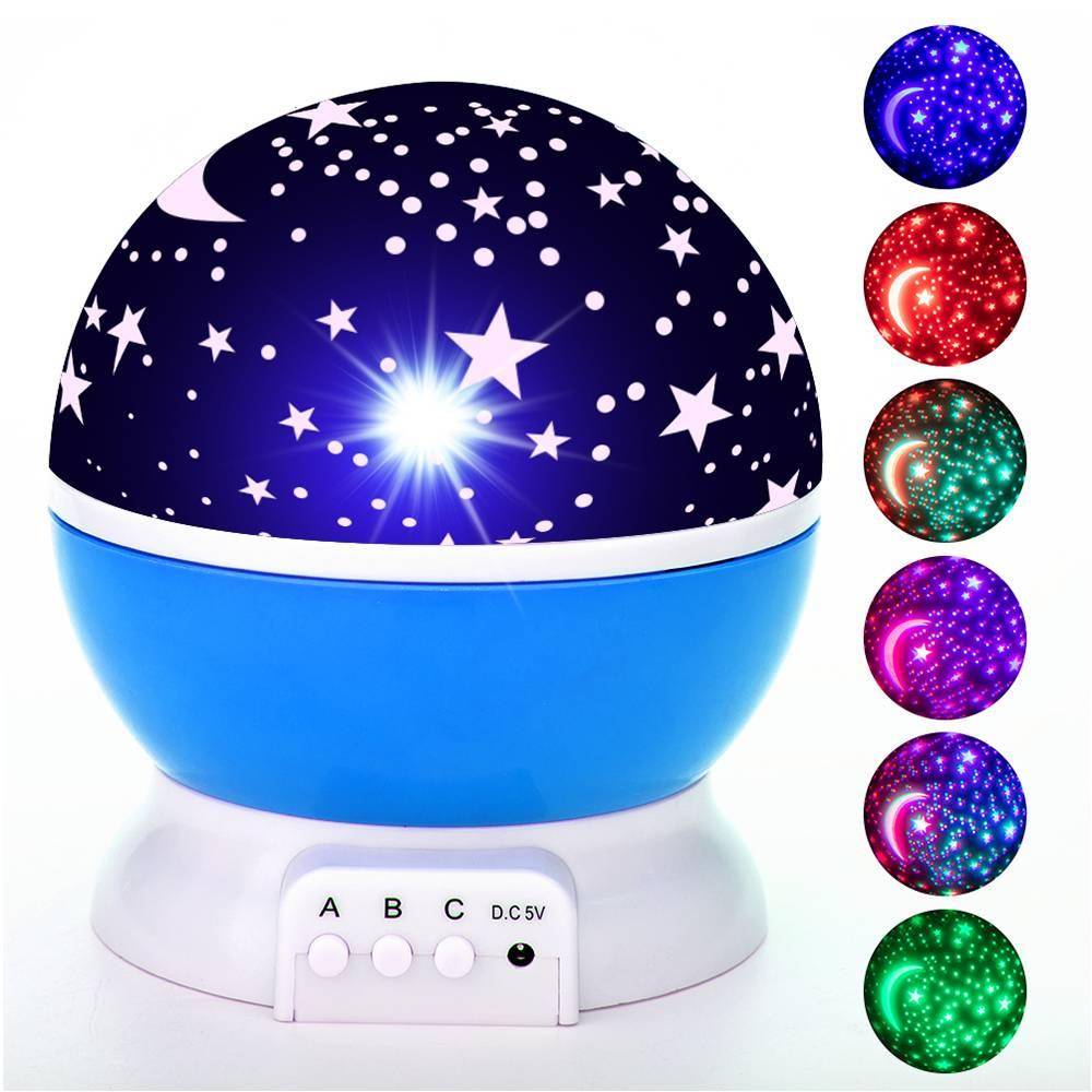 LED Starry Sky Rotating Night Light Electronics Color : Blue |Purple |Pink  