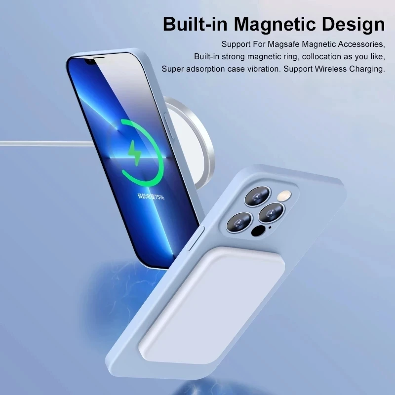 For Magsafe Magnetic Liquid Silicone Cases For Apple iPhone 15 14 13 11 12 Pro Max Mini XR XS Max 8 Plus Wireless Charging Cover
