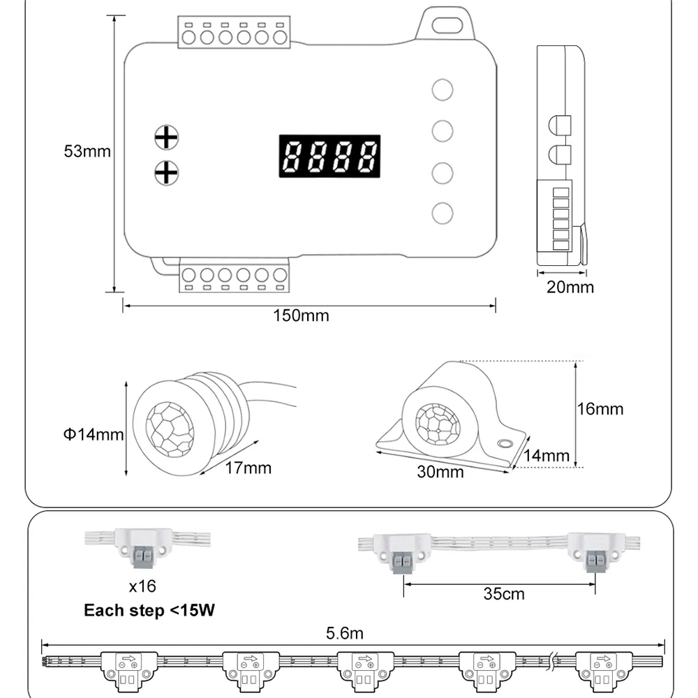 Stair Light Strip Motion Sensor Switch Easy Installation No Need Wiring DC 12V 24V LED Strip House Step Stairs Lighting Color : STEP-09 3000K Kit 16|STEP-09 4000K Kit 16|STEP-09 6000K Kit 16|STEP-09 3000K Kit 20|STEP-09 4000K Kit 20|STEP-09 6000K Kit 20|STEP-05 3000K Kit 16|STEP-05 4000K Kit 16|STEP-05 6000K Kit 16|STEP-05 3000K Kit 20|STEP-05 4000K Kit 20|STEP-05 6000K Kit 20|STEP-05 16 Steps|STEP-05 20 Steps|STEP-09 16 Steps|STEP-09 20 Steps 